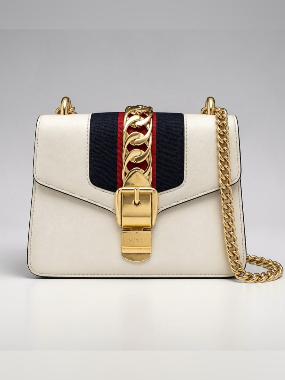 Gucci  Mini Sylvie White Chain Shoulder Bag